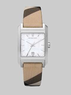 Burberry   Stainless Steel Check Strap Watch