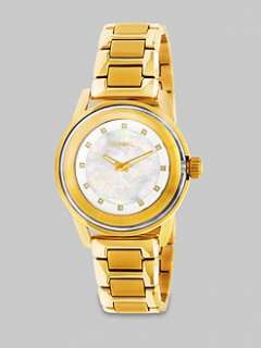 Breil   Swarovski Crystal Accented Goldtone Stainless Steel Watch