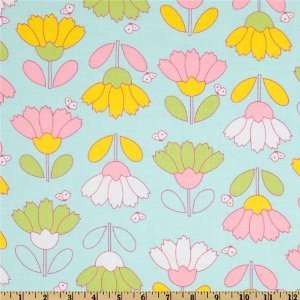   Molly Spring Time Floral Aqua Fabric By The Yard Arts, Crafts