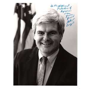  NEWT GINGRICH (SPEAKER of the HOUSE) Signed 7x9 B/W 