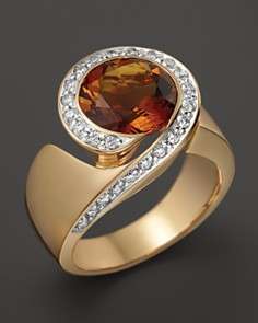 Madeira Citrine and Diamond Ring in 14K Yellow Gold
