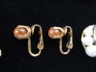   Vintage Costume Jewelry Earrings LOT Cluster Rhinestone Dangle Enamel