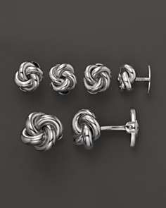 Dolan Bullock Sterling Silver Love Knot Cuff Link Set and Stud Set