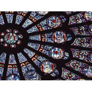 View of the Famed Rose Window in Notre Dame Cathedral, France Premium 
