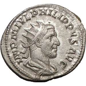  PHILIP I 246AD Arab Ancient Silver Roman Coin AEQUITAS 