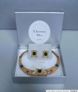   bijoux vintage emerald COUTURE runway set NECKLACE & EARRINGS  