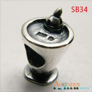  Silver Solid CUP Euro. Charm Beads Fit Bracelet 4.5mm Hole SB34  