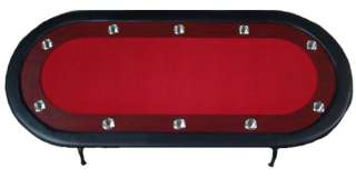 Red Felt Poker Table With Dark Wooden Race Track 84x42  