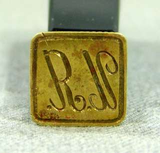   .IMPERIAL RUSSIAN BLACK GLASS BRASS PERSONAL WAX SEAL STAMP MONOGRAM