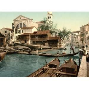 Rio di San Trovaso, Venice, Italy 1890s photochrom. Photochrom (also 