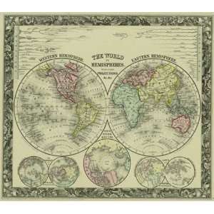   the World in Hemispheres by Samuel Augustus Mitchell 