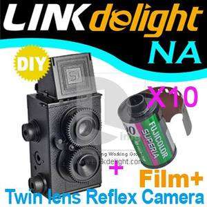 10 Films +DIY Twin Lens Reflex 35mm Film Lomo TLR Plastic Toy Camera 