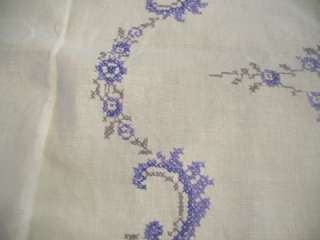   VINTAGE Embroidered Cross Stitch *ELEGANT & RARE* Very Fine TABLECLOTH