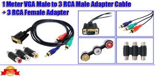 1M S VGA to RCA Male YPbPr Phono Cable+ Female Adapter  