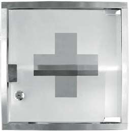First Aid Cabinet St. Steel w/Glass Door. NEW 755576025222  