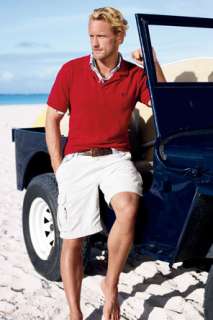 chino pants look great with a bold polo that features a striking 