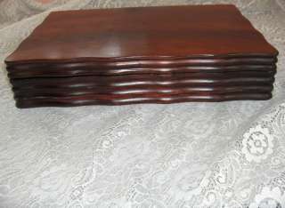Vintage Walnut Wood Silverware Flatware Storage Chest Box Blue  