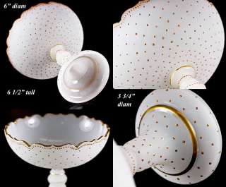 Antique French Opaline Compote or Centerpiece, White with Raised Gold 