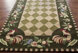 Country Kitchen Fruit Area Rugs NEW Carpet Rooster Hooked Wool 6 