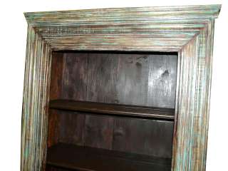 Antique Rustic Carved Bookcase Wooden Bookshelf Furniture India  