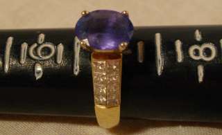 Tanzanite Oval Princess Cut Diamond 14kt Gold Ring 7  