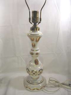 Bohemian Glass Table Lamp White Gold Electric  