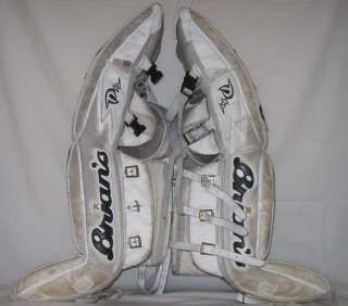 Used Brians DX2 35 White Ice Hockey Goalie Leg Pads  