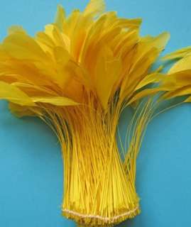 30 PCS. GOLDEN YELLOW STRIPPED COQUE ROOSTER FEATHERS  
