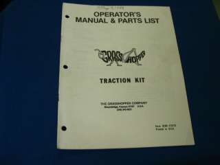 GRASSHOPPER TRACTION KIT OWNERS MANUAL  