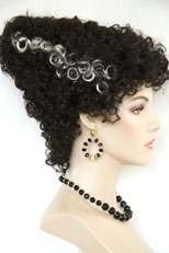 Monster Bride Black Hair White Strips short curly Costume Wigs  