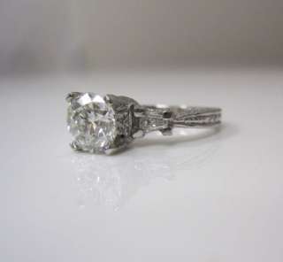   50CT DIAMOND DETAILED PLATINUM ENGAGEMENT RING HALO TECORI  