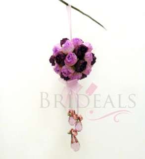 5x Silk Rose Wedding Flower Kissing Ball Arch Decoration Dark Purple w 