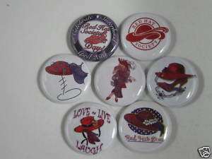 RED HAT SOCIETY 7 FAVORITE PINS BUTTONS BADGE NEW #10  