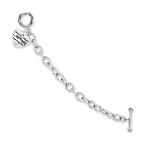   Steel Ed Hardy Pol Link w/Heart Charm 7.5in Bracelet Jewelry