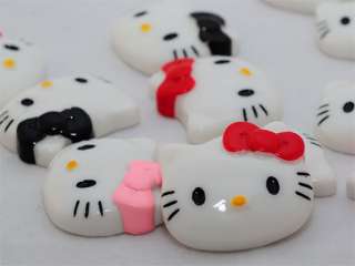 12pc Bow Kitty Cat Bling Flatback Resin Cabochon 25mm  