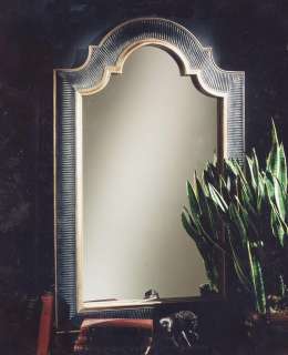 Hollywood Regency Ribbed Arch Black & Gold Wall Mirror  
