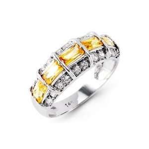    Solid 14k White Gold Emerald Round Cut CZ Fashion Ring Jewelry