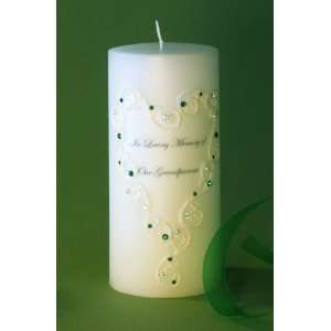  Emerald Green Swarovski Crystal Lace Heart Memorial Candle 