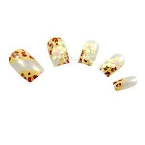    Cute Glitter Flower Pre Glued 24 pieces Design False Nails Beauty