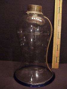 Pittsburgh Hurricane Glass Shade Engraved,Blue Rim 1840  