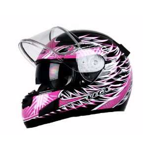 com Vega Attitude Pink Large Full Face Snowmobile Helmet with Fierce 