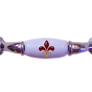  Red Yellow Fleur de Lis CHROME DRAWER Pull Handle