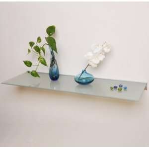  36 x 8 Floating Frosted Glass Wall Shelf (Silver 