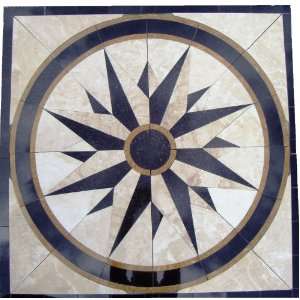 Tile Floor Medallion Marble Mosaic North Star Design 44