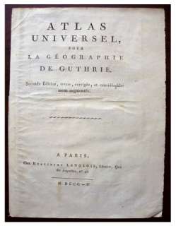 1800 William Guthrie   ATLAS OF UNIVERSAL GEOGRAPHY   Original Title 