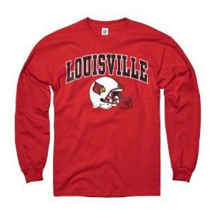  Louisville Cardinals Red Football Helmet Long Sleeve T 