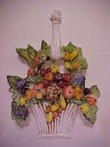 Della Robbia Ceramic Pottery Fruit Basket Plaque Italy  