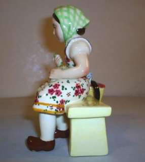   italian art pottery majolica girl with basket flowers figurine by
