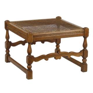 Carolean Jacobean Oak Cane Bergere Footstool Stool  