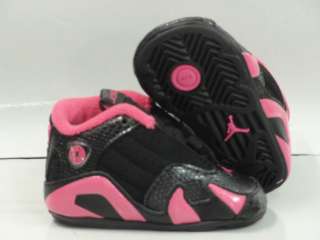 Nike Air Jordan 14 Retro Black Pink Sneakers Crib Baby Soft Shoes Size 